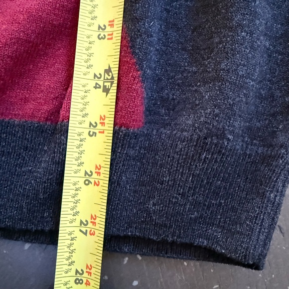 Saks Fifth Avenue Men’s Italian Wool Gray Sweater Red Orange Blue Argyle Size L - Picture 9 of 15